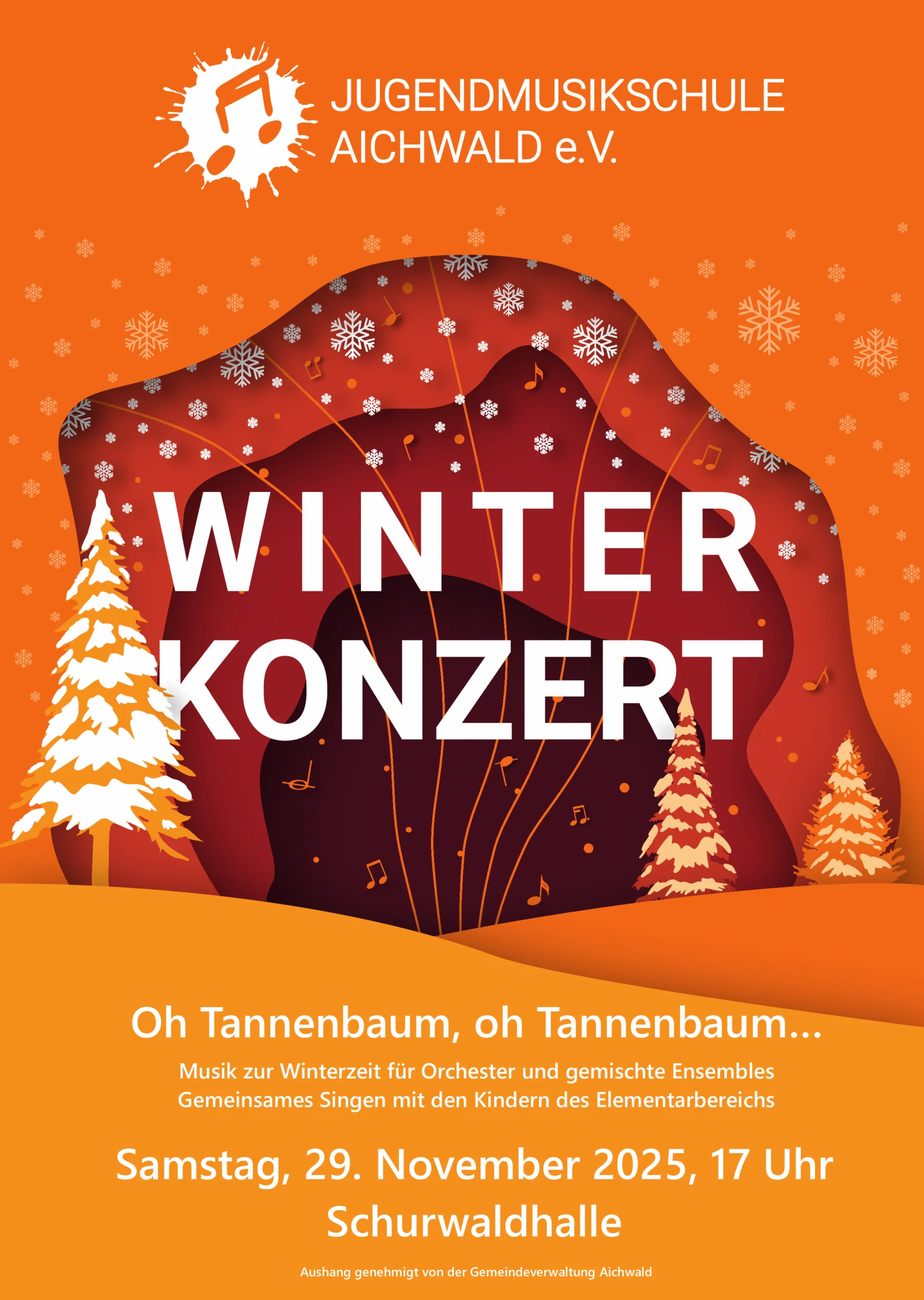 Buntes Plakat mit Ankündigung Winterkonzert