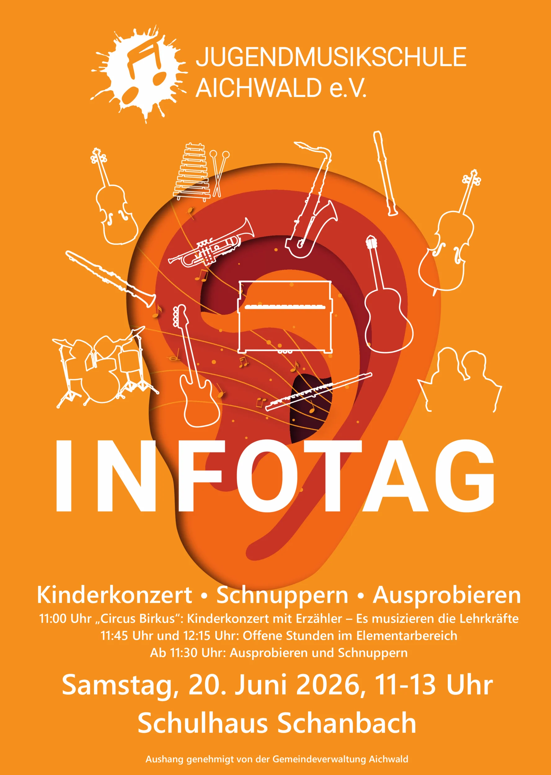 Buntes Plakat mit den Angaben zu Zeit und Ort des Infotags